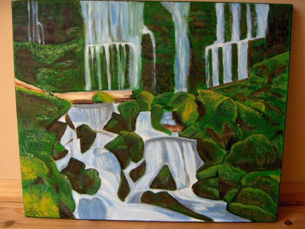 Waterval, Acrylverf, Doek, Realistisch, Ophalen of Verzenden
