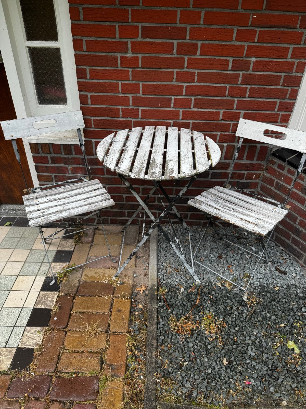 Bistrosetje op zoek naar opknapbeurt, Gebruikt, Stoel, Tuinset, Hout