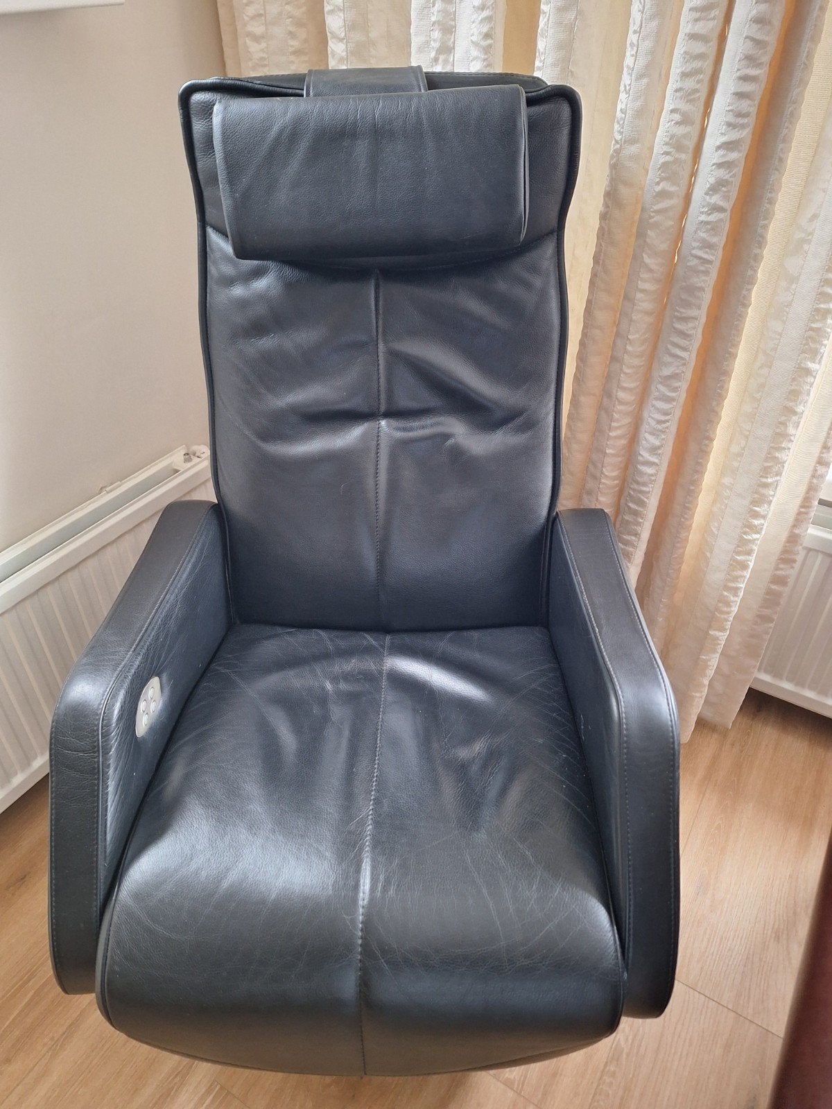 Fauteuil leer zwart electrisch., Ophalen, 75 tot 100 cm, Leer, 50 tot 75 cm