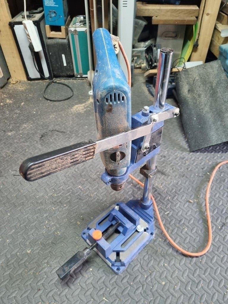 Boor kolom steun met hefboom hendel + Boormachine, Ophalen of Verzenden, Gebruikt, 400 tot 600 watt, Kolomboormachine