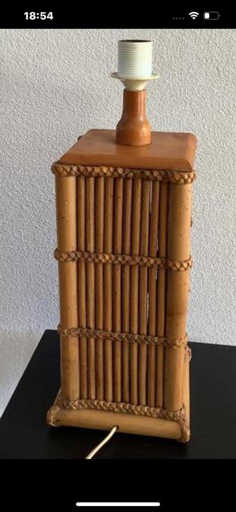 Vintage design lampenvoet lamp rotan, Huis en Inrichting, Lampen | Tafellampen, Ophalen, Zo goed als nieuw, Minder dan 50 cm
