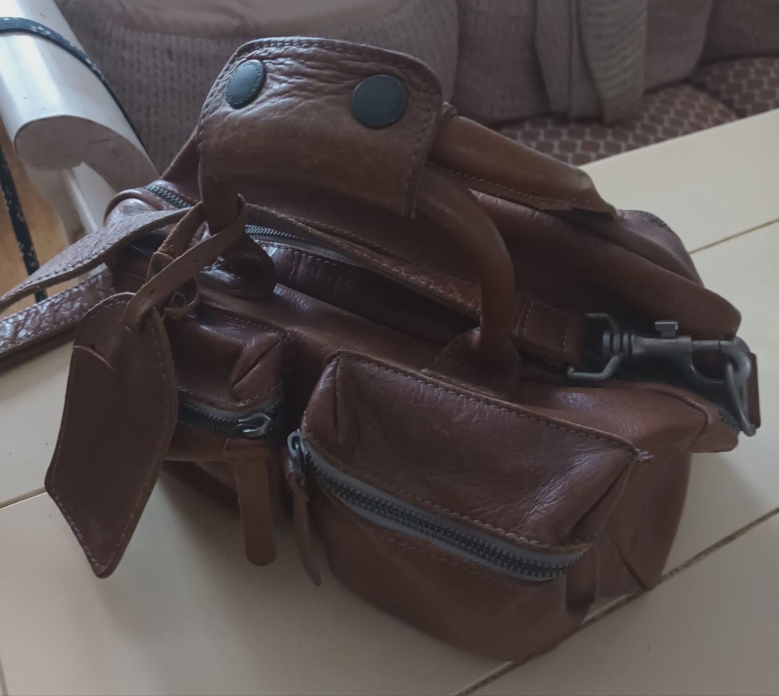 mooie leren cowboybag (ophalen), Ophalen, Zo goed als nieuw, Bruin, Handtas