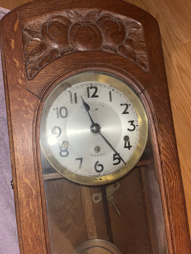 antieke houten klok regulateur, Ophalen