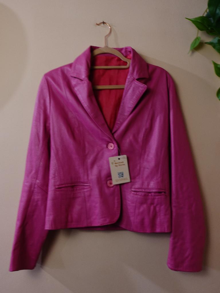 Roze Leren Blazer Cropped Jacket Maat 44 / XXL, Vintage Dressing, Maat 42/44 (L), Ophalen of Verzenden, Zo goed als nieuw