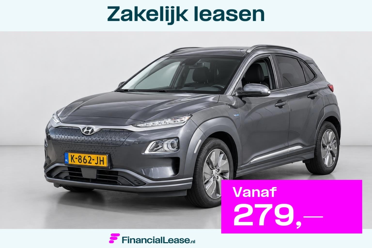 Hyundai Kona EV Fashion 64 kWh SOH 99.5% |FASE 3|1E EIG|DEAL, Dealer onderhouden, Stof, Gebruikt, Zwart