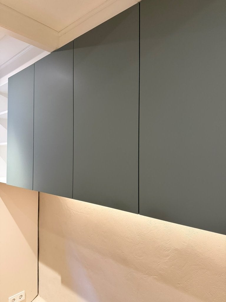 6x IKEA NICKEBO deur 40x80 grijsgroen + scharnieren METOD, Ophalen, Zo goed als nieuw, Overige materialen, Scharnier