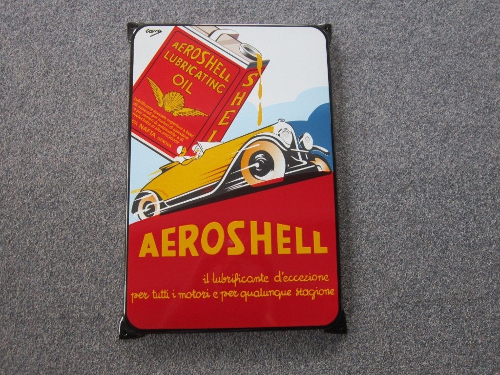 AEROSHELL EMAILLE RECLAMEBORD, Ophalen, Zo goed als nieuw, Reclamebord