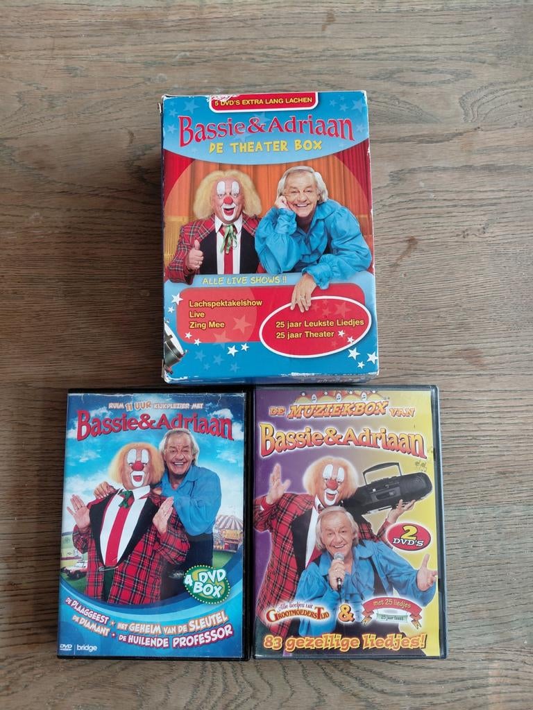 3 Bassie & Adriaan dvd box sets: Theater,Muziek, Serie., Gebruikt, Alle leeftijden, Boxset, Ophalen of Verzenden