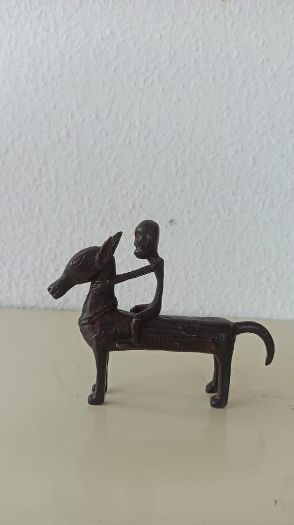 Oud brons Afrikaans figuur Dogon rijder Paard Mali Afrika, Ophalen of Verzenden