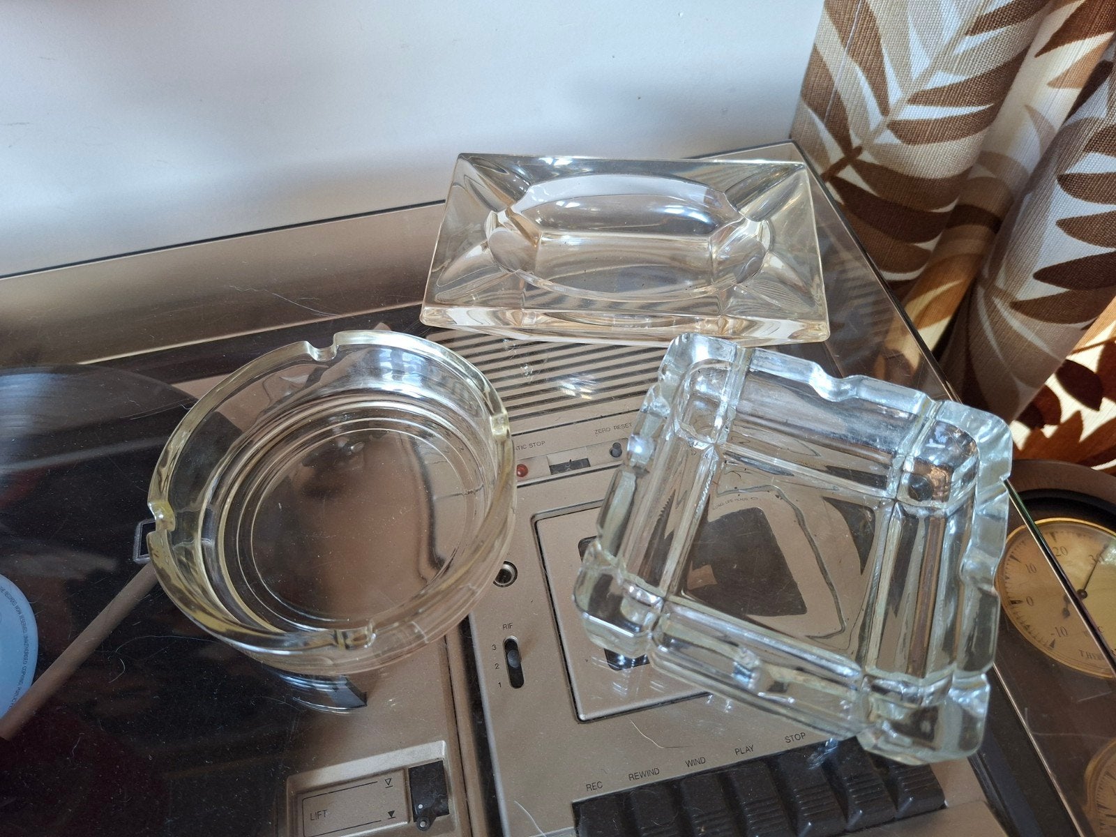 3 retro oude glazen asbakken, Verzamelen, Gebruikt, Ophalen of Verzenden, Nvt, Asbak