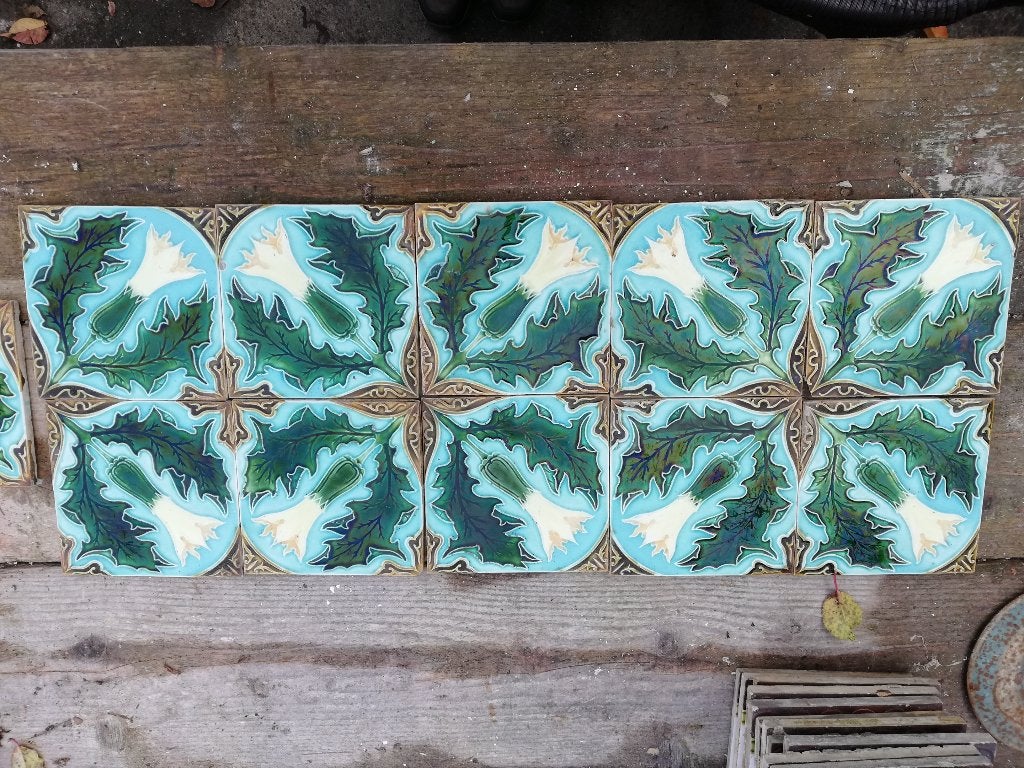 Set van 10 Art nouveau tegels SA Faienceries de Pavillons, Ophalen