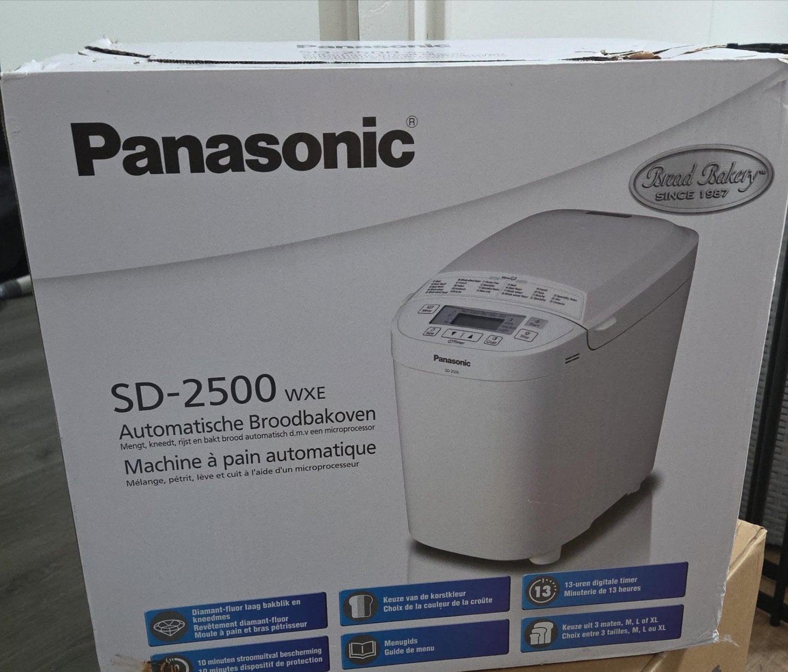 Panasonic SD-2500 WXE Broodbakmachine, Meer dan 10 programma's, 800 tot 1200 gram deeg, Zo goed als nieuw, Ophalen