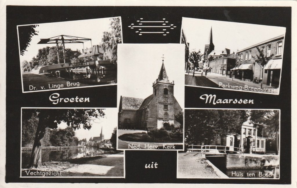 MAARSSEN Brug Vecht Kerk Parkweg Groeten (Witte Rand), Verzenden, 1940 tot 1960, Gelopen, Utrecht