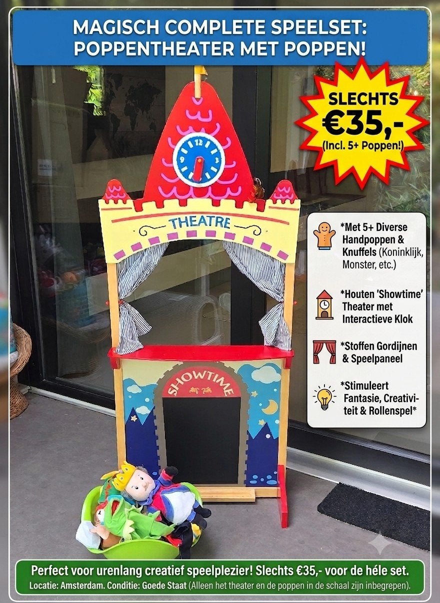 Magisch Poppentheater Speelset met Poppen, Ophalen of Verzenden