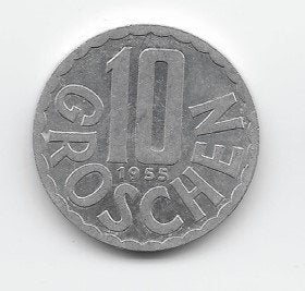 Oostenrijk 10 groschen 1955 KM# 2878 (1), Verzenden, Oostenrijk, Losse munt
