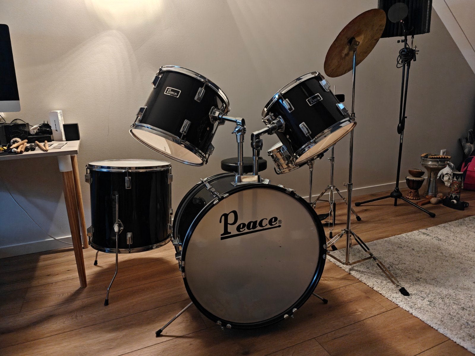 Peace Midi Drumstel - Compleet met bekkens en kruk, Ophalen, Gebruikt, Overige merken