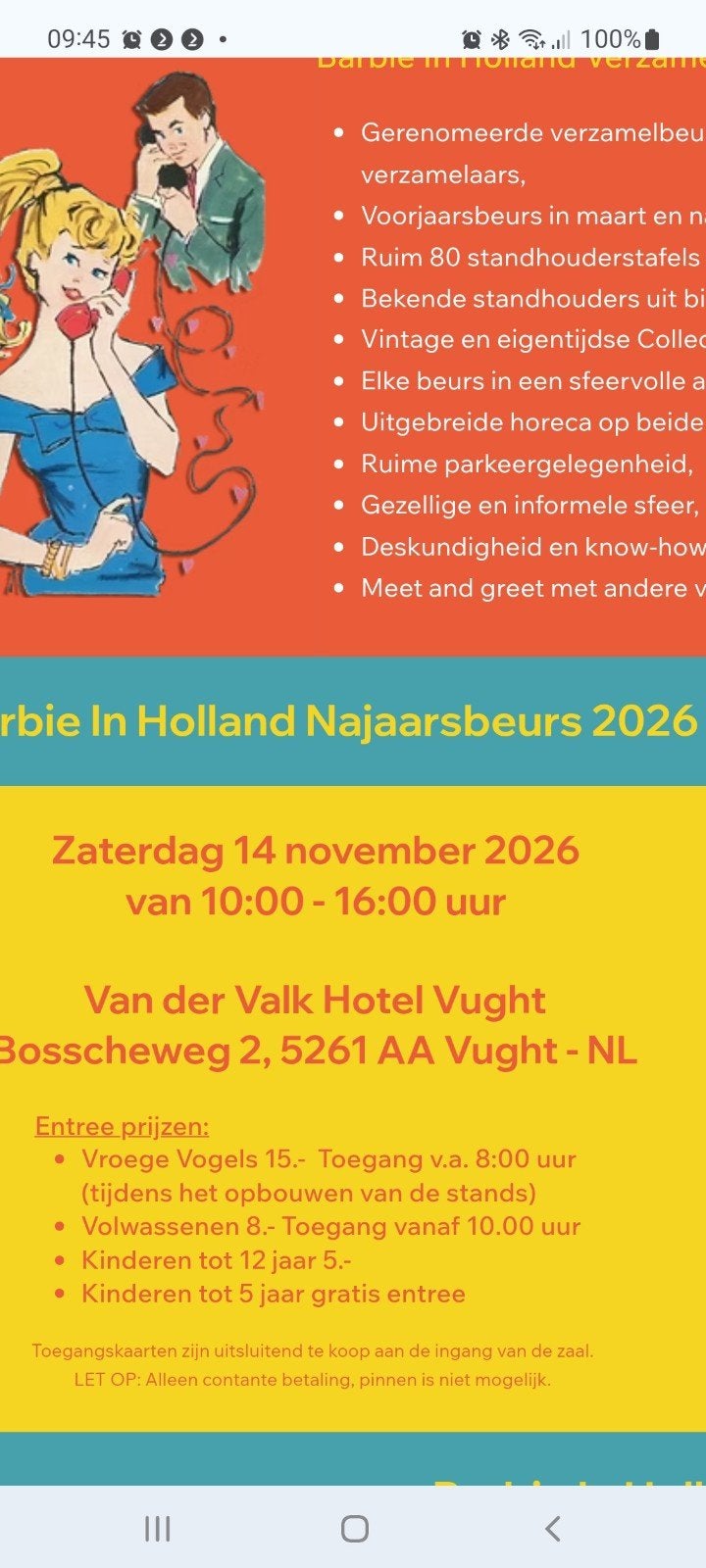 Barbie in Holland beurs Vught, Tickets en Kaartjes, Twee personen, Oktober