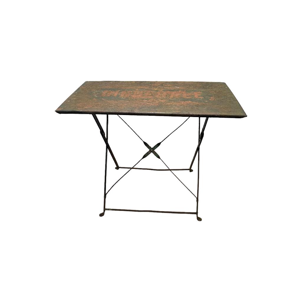 Oude Franse metalen bistro klaptafel, 1e helft 20e eeuw, Ophalen, Gebruikt, Rechthoekig, Metaal