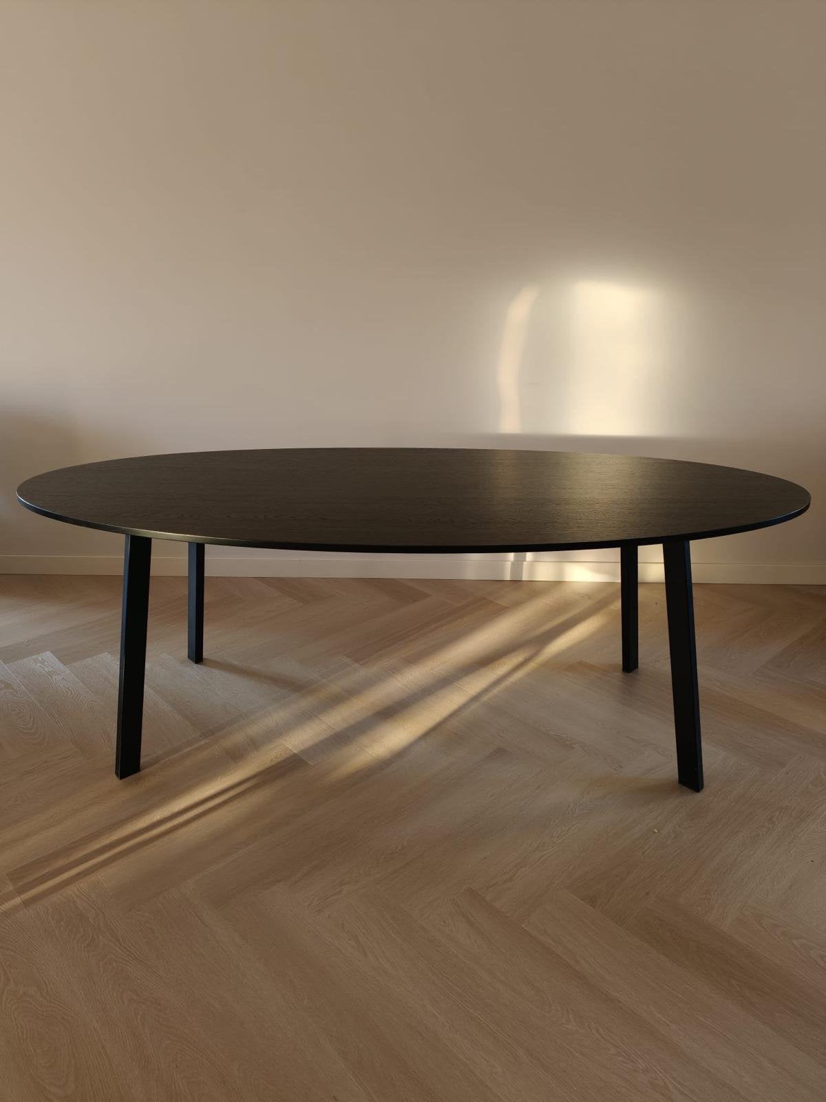 Eikentafel zwart ovaal - op maat gemaakt - 220 x 100 cm, Ophalen, 100 tot 150 cm, Eikenhout, 200 cm of meer