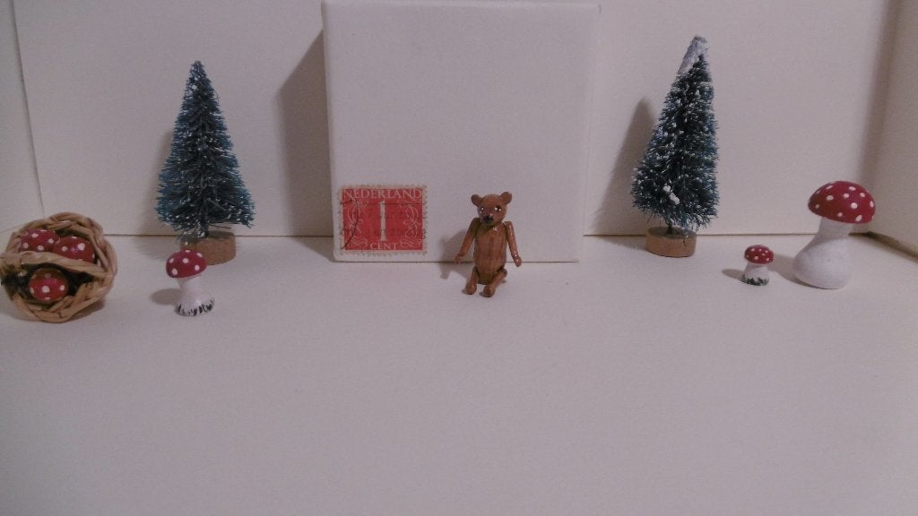Oud houten speelgoed beer miniatuur poppenhuis winkeltje pop, Verzamelen, Verzenden, Poppenhuis