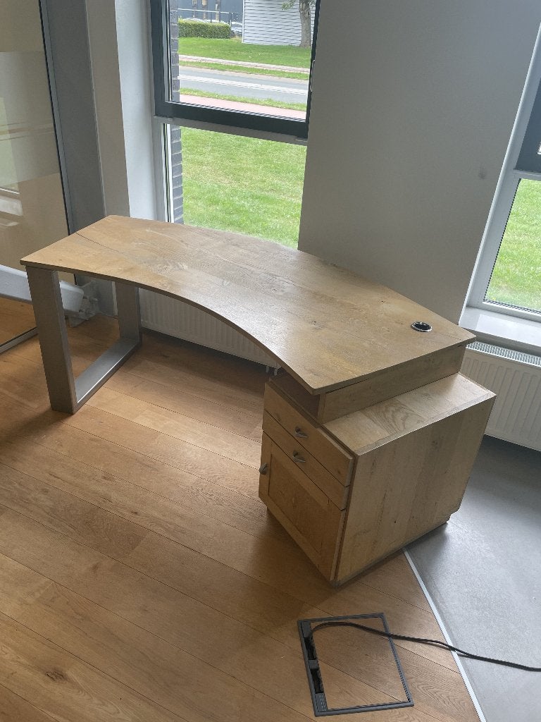 9x Houten bureau's op maat, Huis en Inrichting, Ophalen, Met lades, Gebruikt, Hout