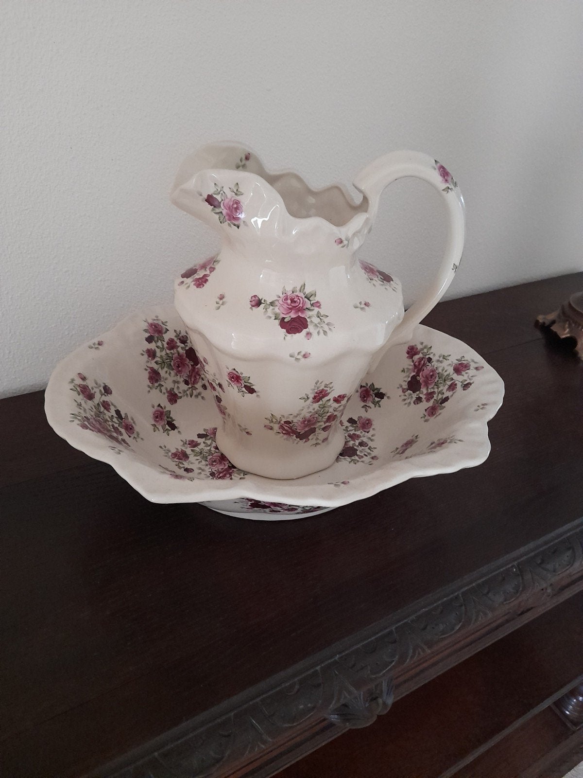 Antieke Victoria Ironstone Staffordshire waskom en kan, Ophalen