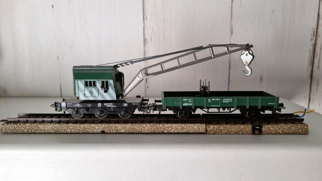marklin kraan met bijwagon en hefsteun groen, Wisselstroom, Wagon, Ophalen of Verzenden, Zo goed als nieuw