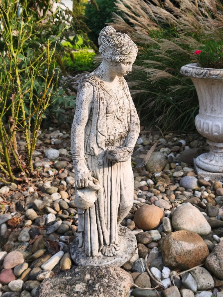 Klassiek stenen vrouwenbeeld 76 cm hoog, Tuin en Terras, Ophalen, Gebruikt, Steen, Mensenbeeld