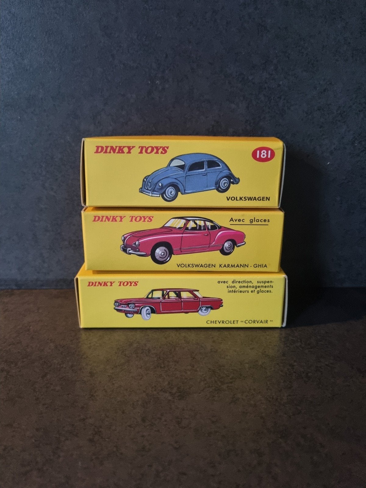 Dinky Toys Atlas: VW Kever, Karmann Ghia, Chevrolet Corvair, Ophalen of Verzenden, Nieuw