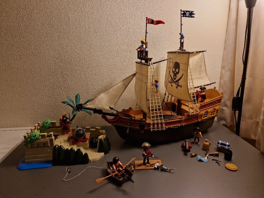 piratenschip met schateiland playmobiel, Ophalen, Pirates, Gebruikt, Complete set