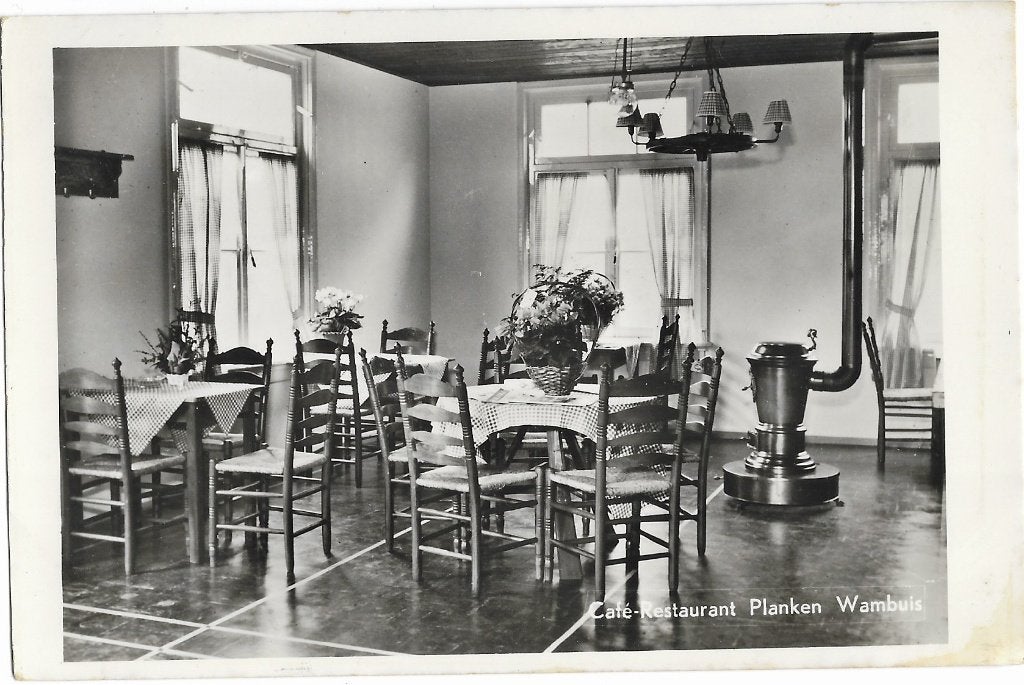Ede, Cafe Restaurant Planken Wambuis, J. Lamers, kachel, Ophalen of Verzenden, 1940 tot 1960, Ongelopen, Gelderland