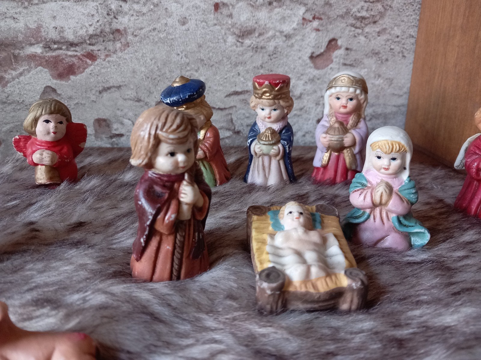 Antieke Kerststal Beeldjes Set - 7 cm Hoog, Ophalen of Verzenden