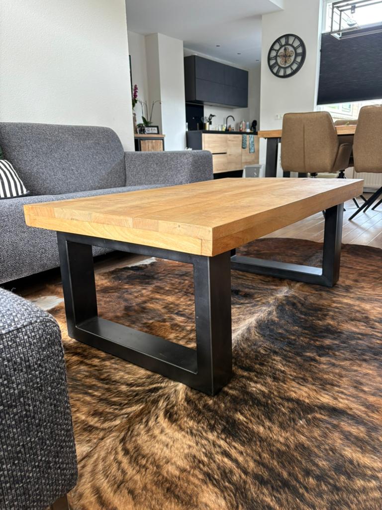Mangohouten salontafel, Ophalen, Overige materialen, Gebruikt, 100 tot 150 cm