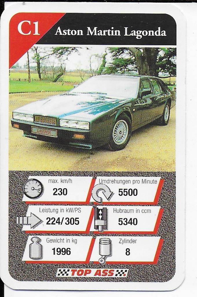 Kw47 autokaartje aston martin lagonda ( c1 ), Ophalen of Verzenden, Zo goed als nieuw, Auto's