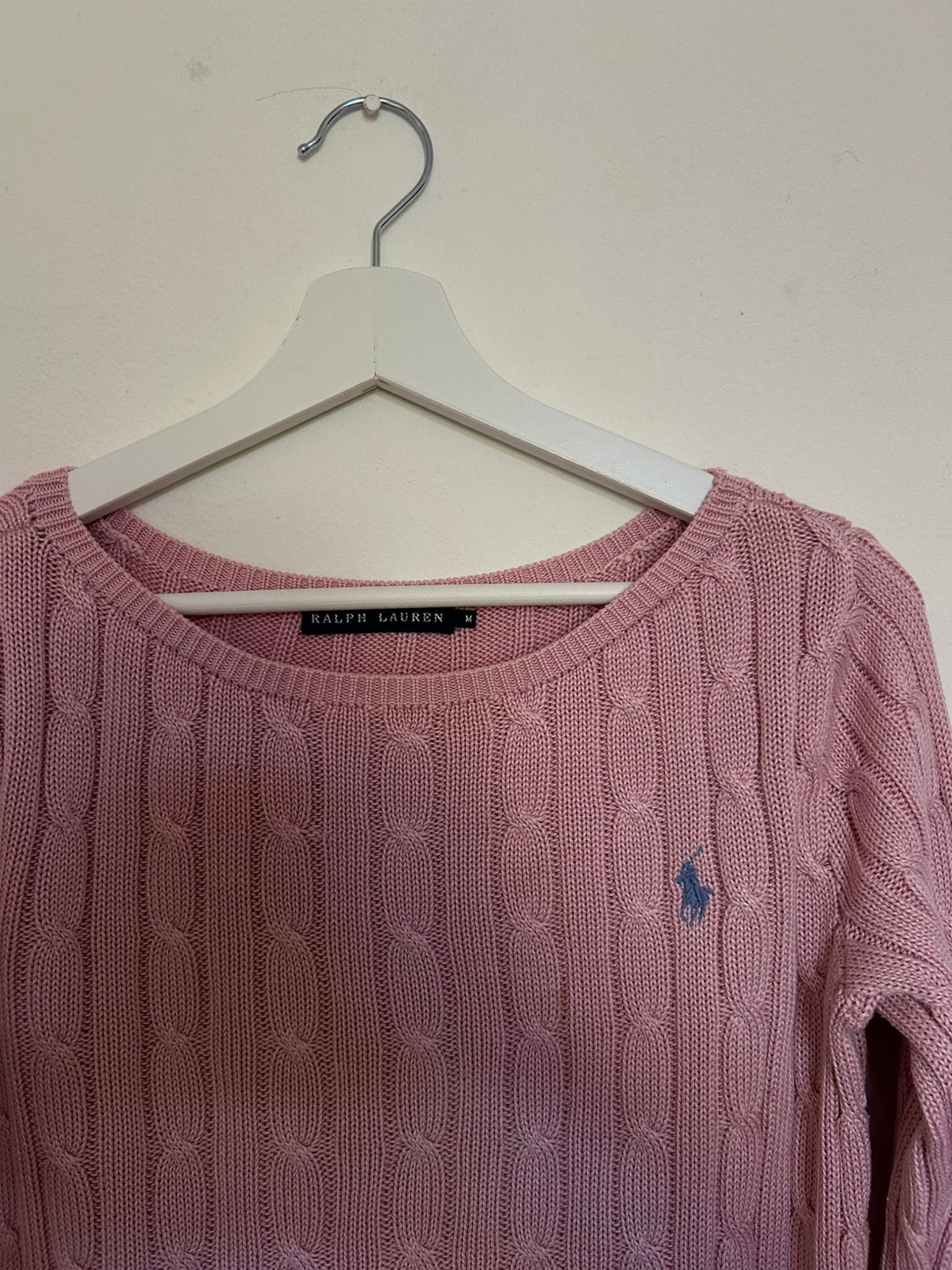 Ralph Lauren roze kabeltrui, Ophalen, Zo goed als nieuw, Roze