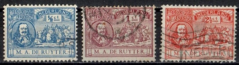 Nederland nr. 87-89 Michiel de Ruyter gestempeld, Ophalen of Verzenden, T/m 1940, Gestempeld