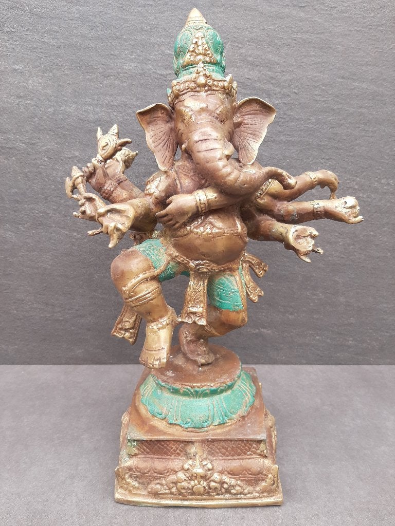 Bronzen beeld van Ganesh/Ganapati/Barong/8-armige danser, Antiek en Kunst, Ophalen of Verzenden, 20 - 50 cm, Beeld, Overige stijlen