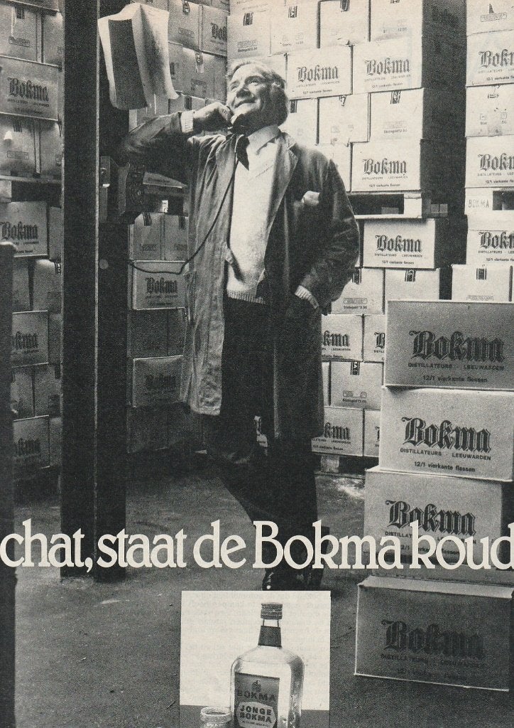 Retro reclame 1977 Bokma jonge jenever magazijnwerker, Verzenden, Overige typen