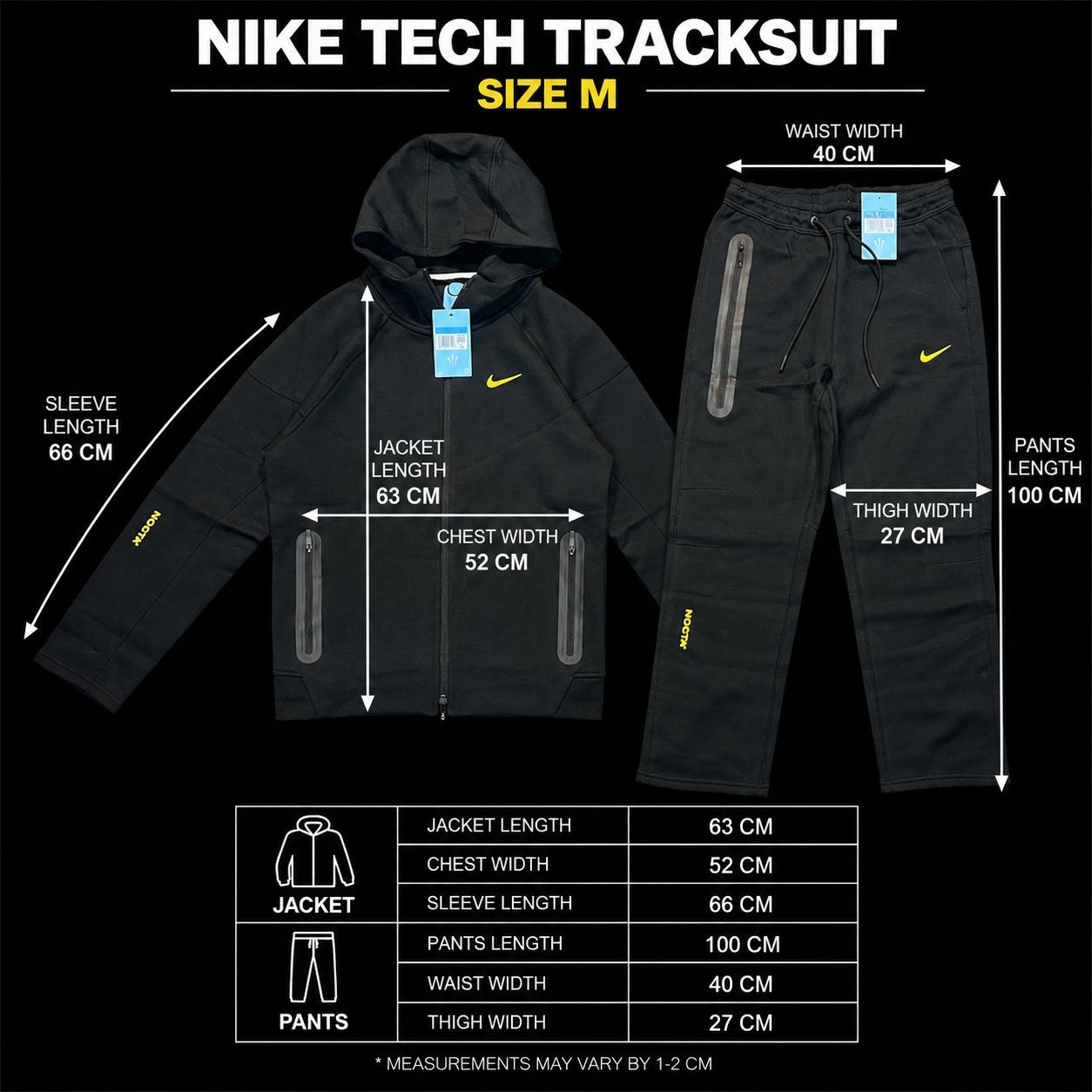 Nike x NOCTA Tech Fleece Black Yellow Tracksuit – Size M, Maat 48/50 (M), Zwart, Nieuw, Ophalen of Verzenden
