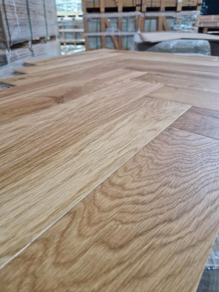 EIKEN VISGRAAT VLOER LEGKLAAR GEOLIED TOPKWALITEIT 120X600MM, Ophalen of Verzenden, Nieuw, 75 m² of meer, Parket