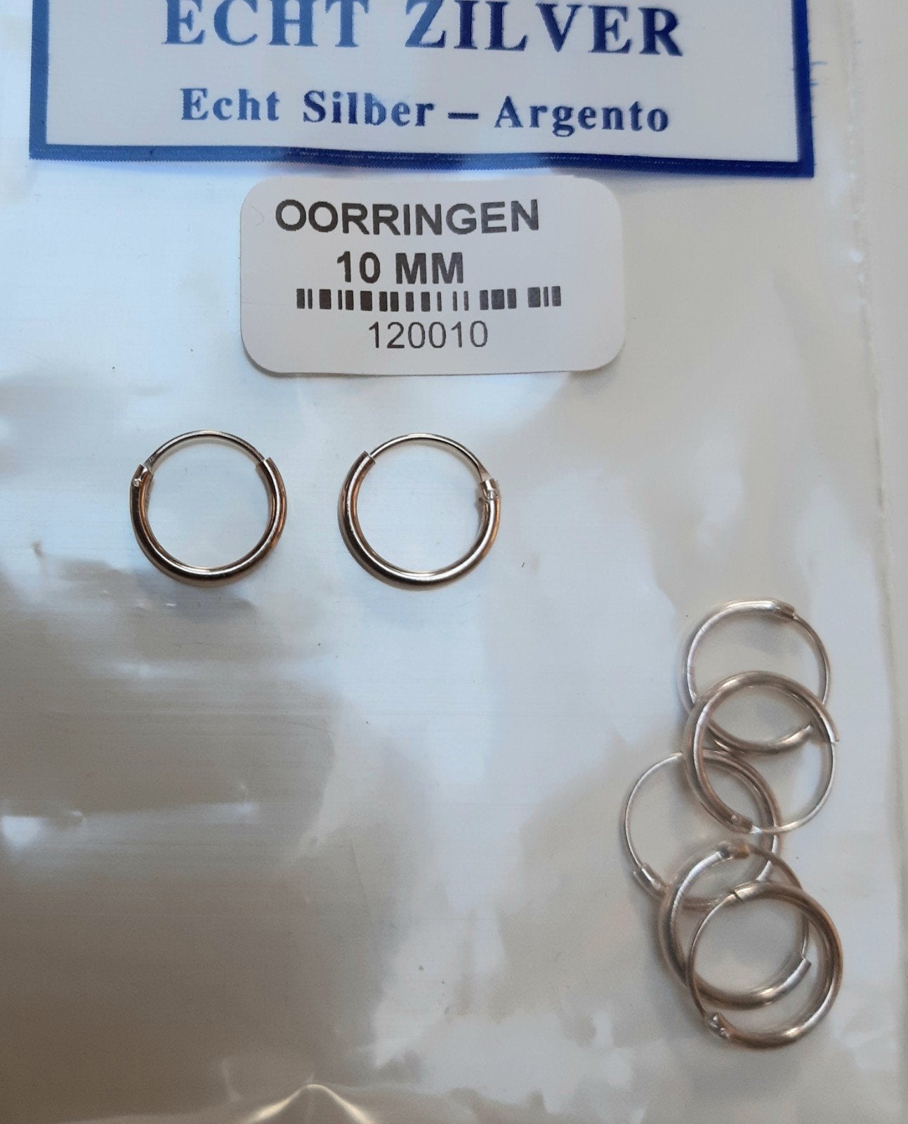 Kleine fijne oorringetjes 10 mm doorsnee zilver, Hangers, Nieuw, Ophalen of Verzenden, Zilver