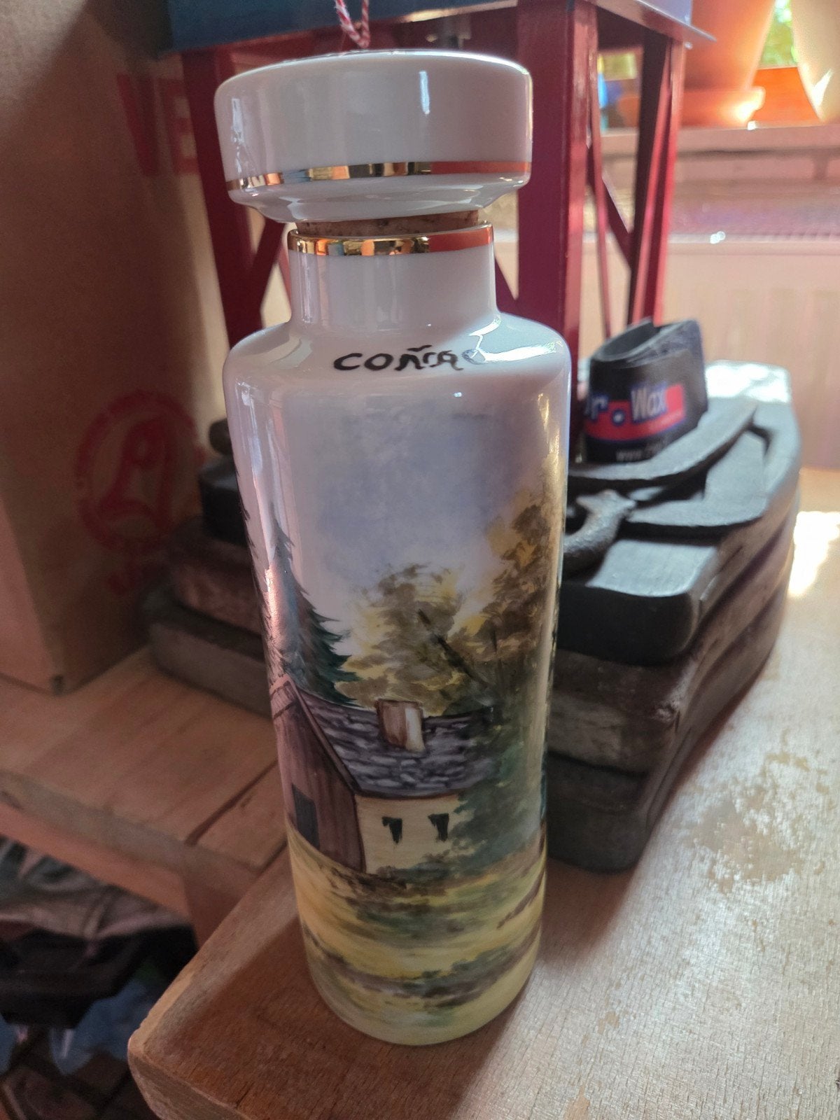 Franse porseleinen cognac kruik een zeer mooi exemplaar, Verzamelen, Merken en Reclamevoorwerpen, Verzenden, Zo goed als nieuw