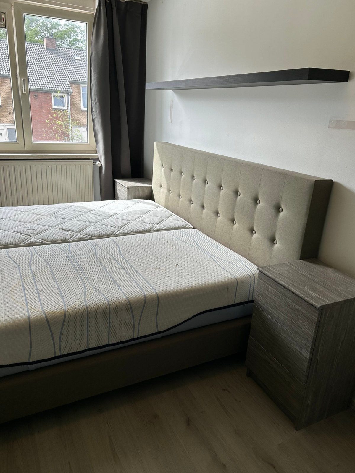 Boxspring 200x220, Ophalen, Gebruikt, Bruin, Tweepersoons