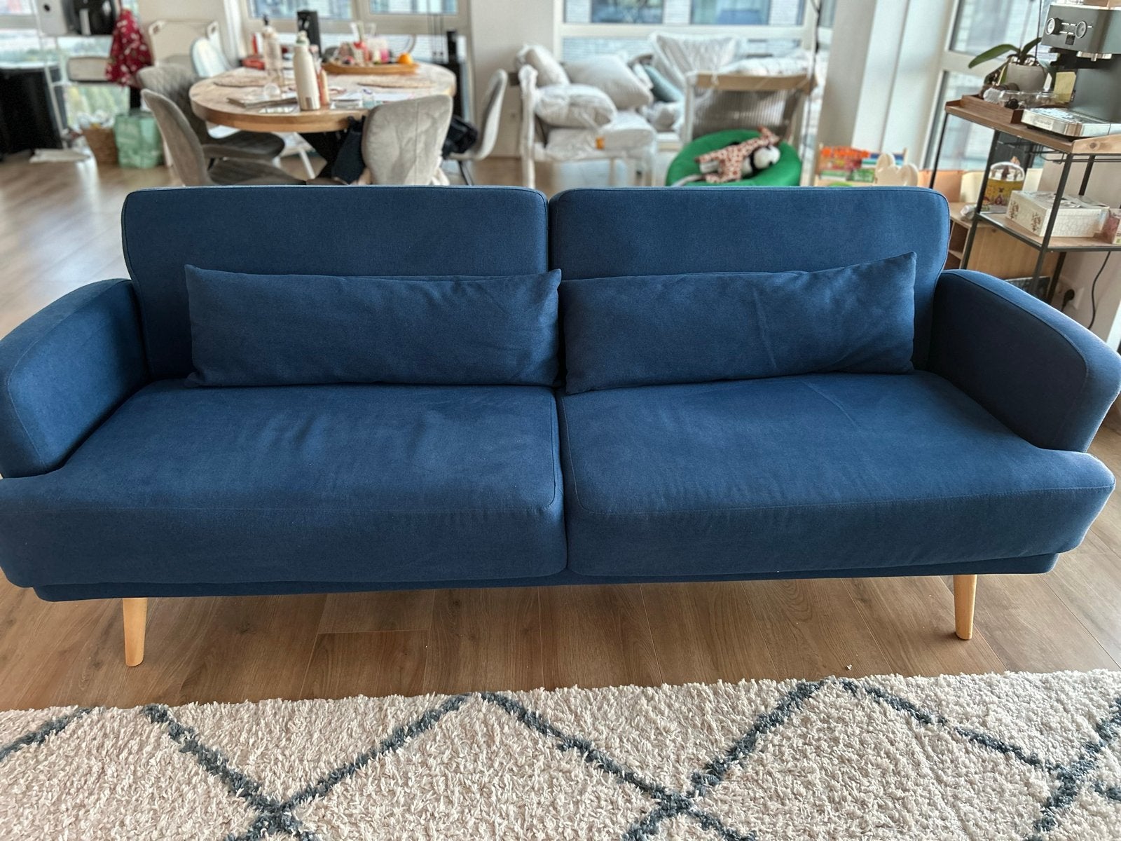 Sofa bed Maison du Monde “Elvis” blue in excellent condition, Ophalen of Verzenden, Zo goed als nieuw
