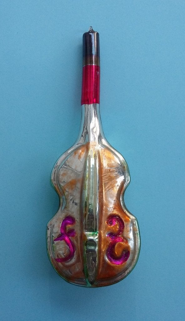 Jare 40-50 AJEKO Glazen Kerstbal Kerst CONTRABAS VIOOL CELLO