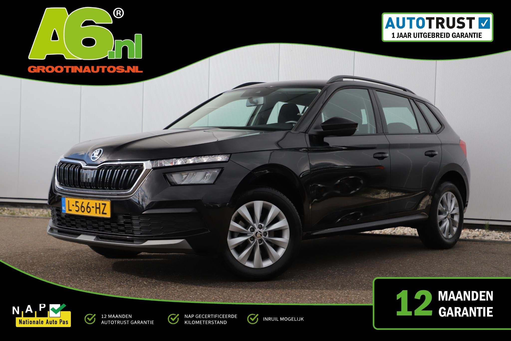 Skoda Kamiq 1.0 TSI Ambition 110PK Carplay Android 16 inch L, Stof, Gebruikt, Euro 6, Met garantie (alle)
