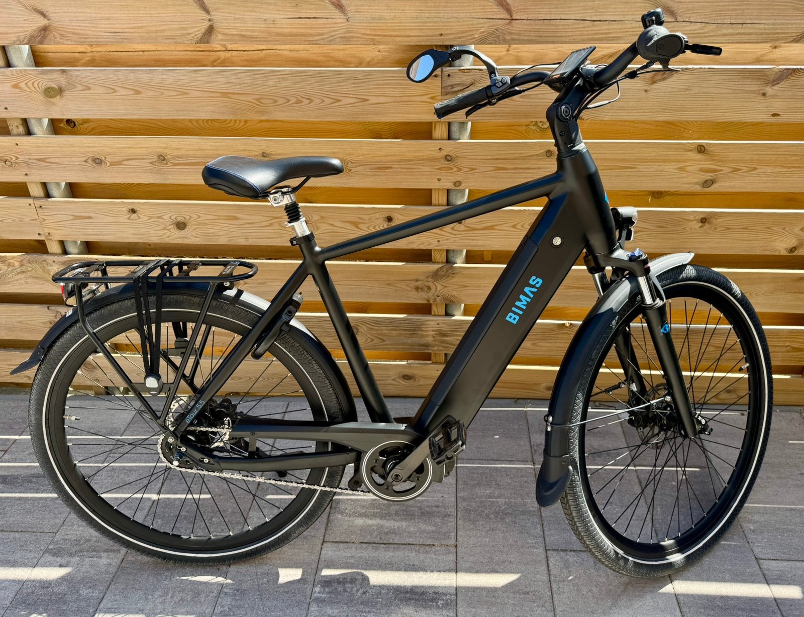 Bimas E Tour 5.5 elektrische herenfiets 57 cm, z.g.a.n., Zo goed als nieuw, 50 km per accu of meer, 55 tot 59 cm, Ophalen
