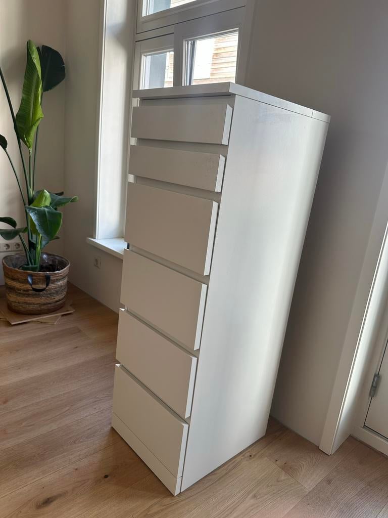 Witte ladekast Ikea Malm, Ophalen, Kunststof, 5 laden of meer, 50 tot 100 cm