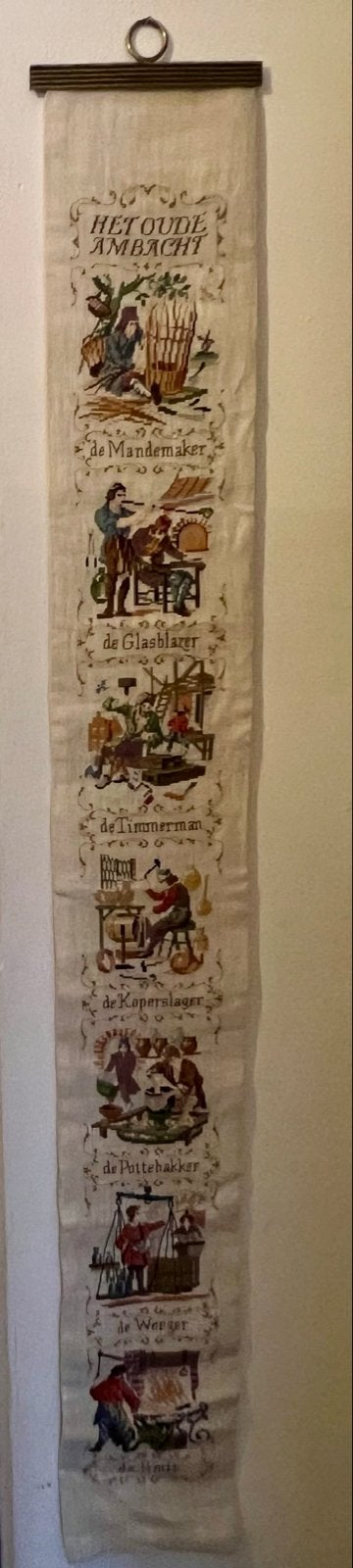 Decoratieve Nederlandse wanddecoratie 'Het Oude Ambacht', Gebruikt, Wandhanger, Meerkleurig, Textiel