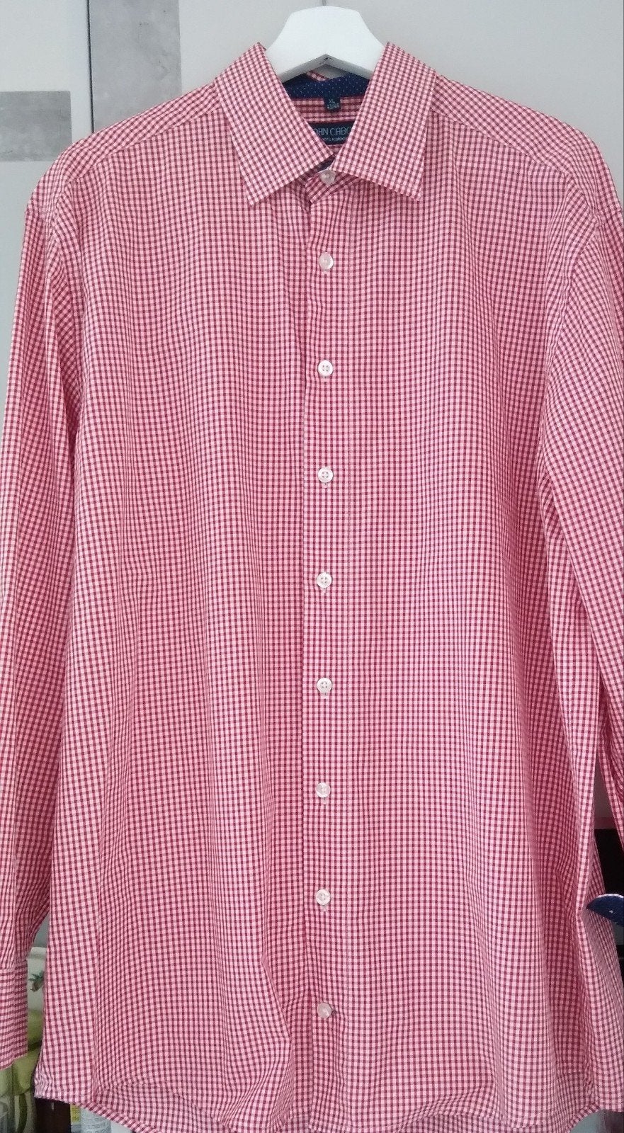 John Cabot overhemd rood/wit geruit, maat XL (43/44), Nieuw, Ophalen of Verzenden, John Cabot, Halswijdte 43/44 (XL)